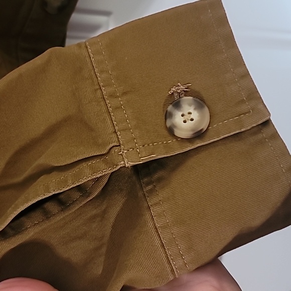 Chic Tan Utility Jacket with Black Collar - Picture 6 of 12